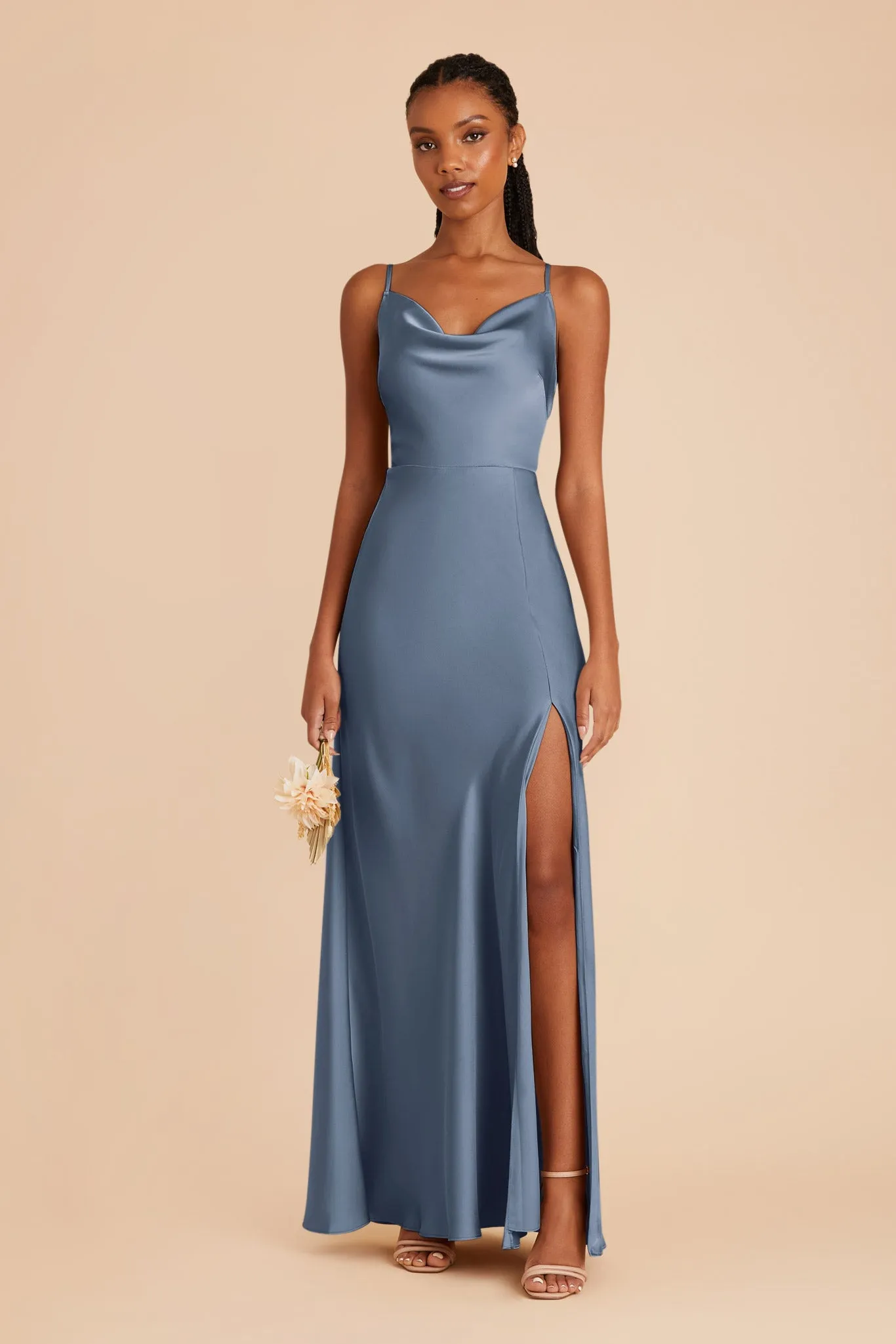 Lisa Long Matte Satin Dress - French Blue sold by Birdy Grey product image thumbnail 3