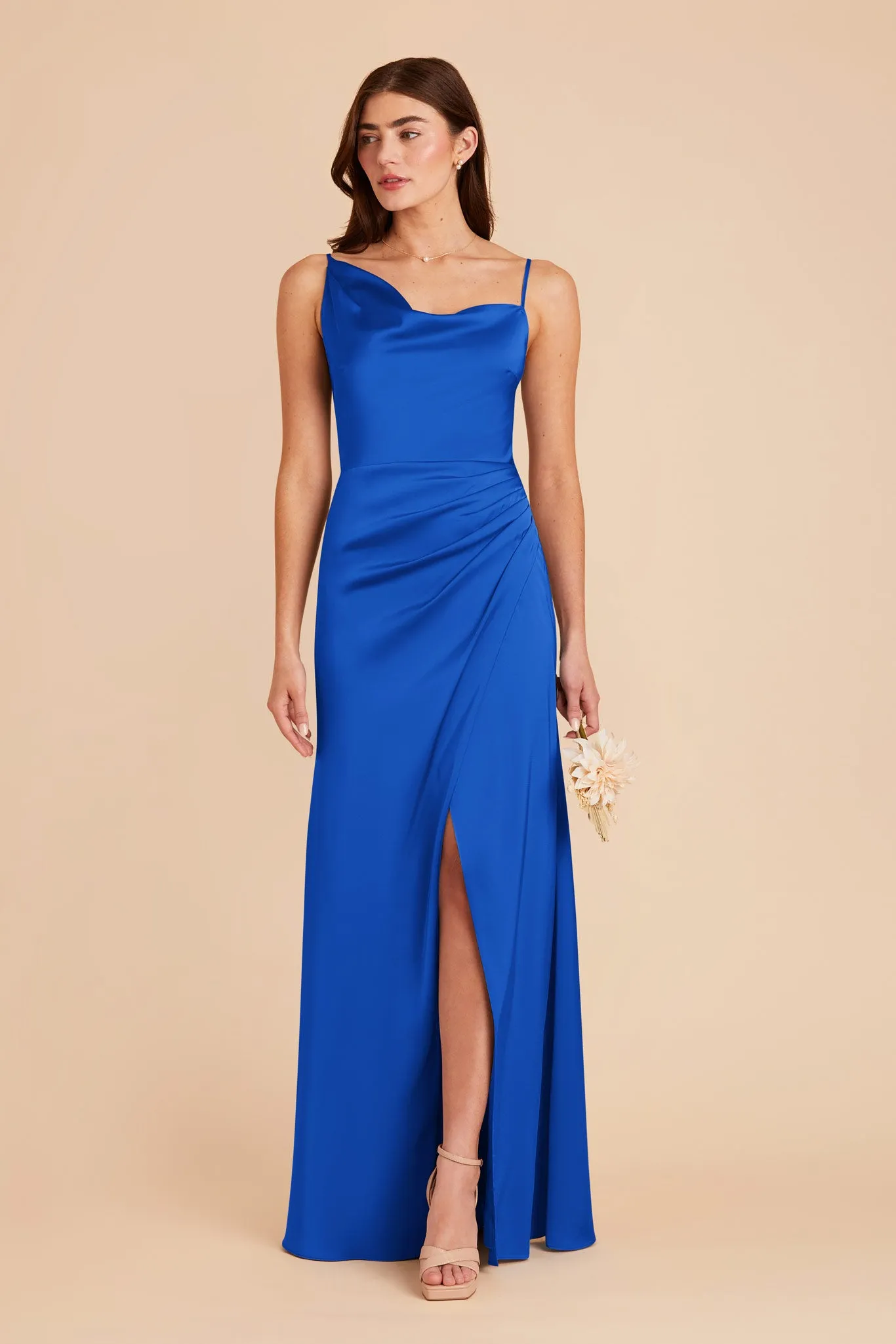 Jennifer Matte Satin Dress - Cobalt Blue sold by Birdy Grey