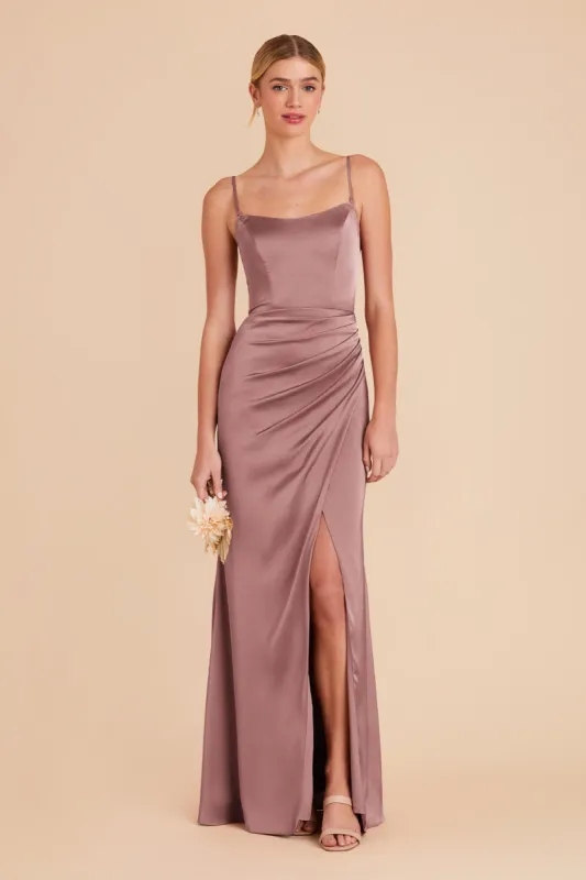 Anne Matte Satin Dress - Dark Mauve sold by Birdy Grey