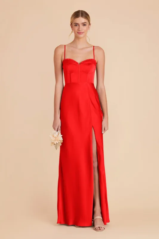 Jessica Matte Satin Dress - Lipstick Red sold by Birdy Grey