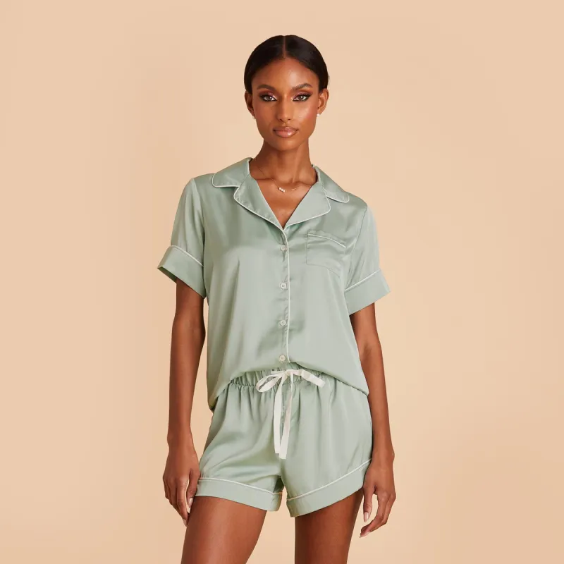 Jonny Satin Pajama Set - Sage sold by Birdy Grey