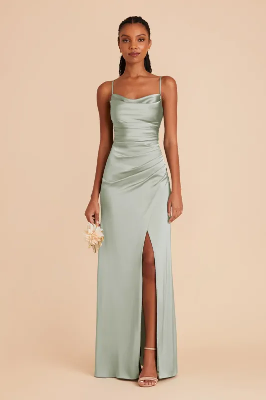 Lydia Matte Satin Dress - Sage sold by Birdy Grey