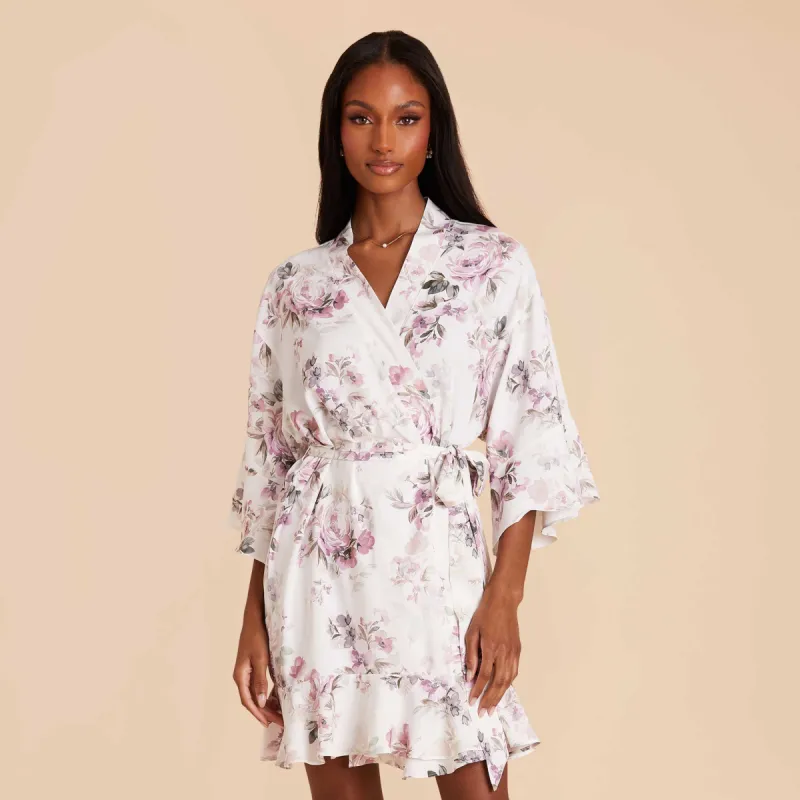 Kenny Floral Ruffle Robe - Dusty Pink Peonies sold by Birdy Grey