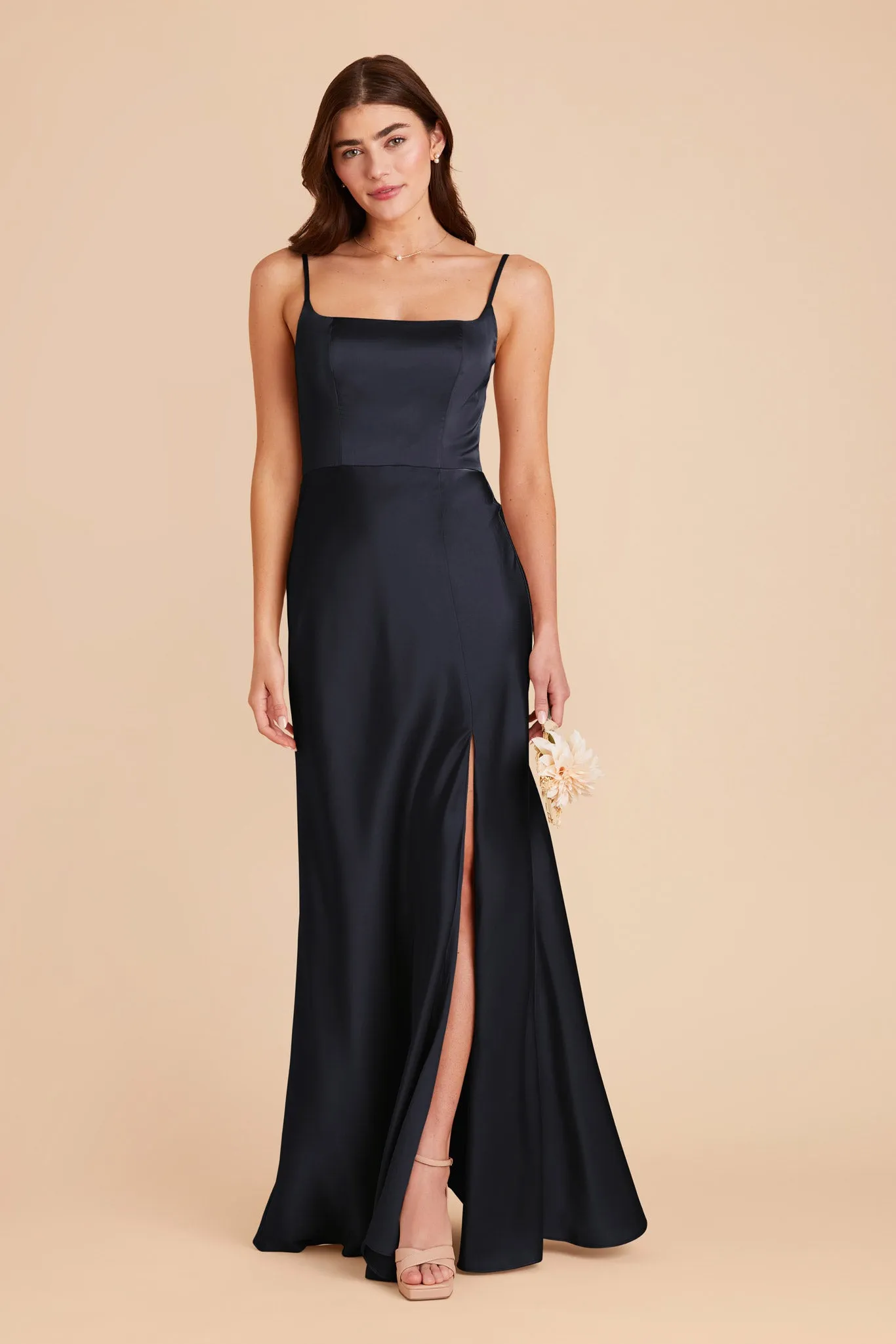 Mai Matte Satin Dress - Navy sold by Birdy Grey