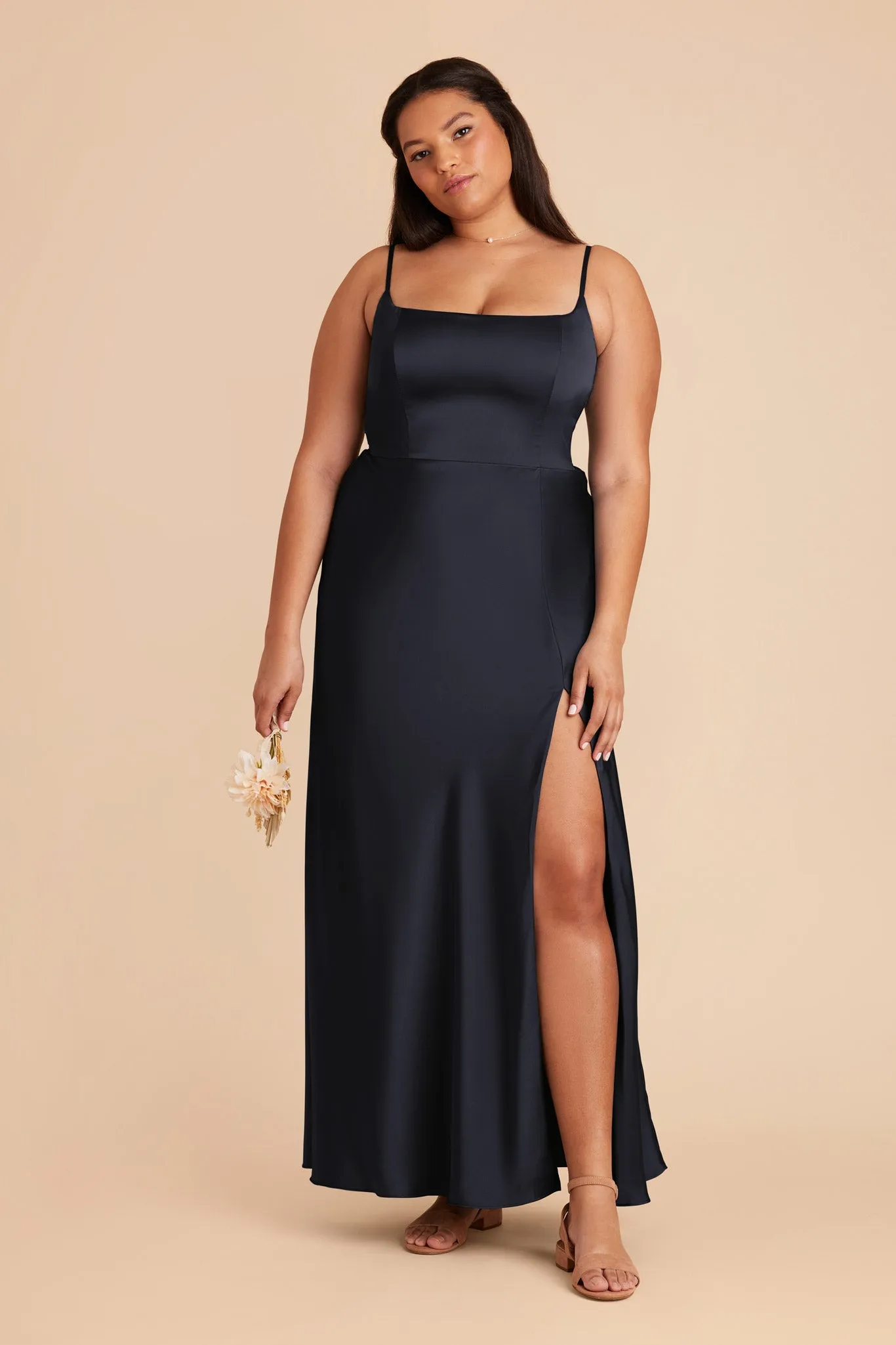 Mai Matte Satin Dress - Navy sold by Birdy Grey product image thumbnail 2