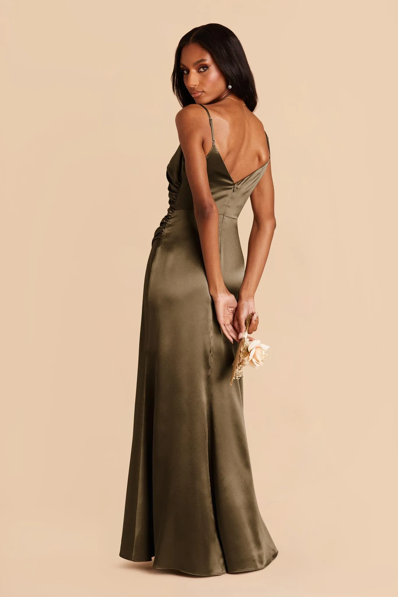 Catherine Shiny Satin Dress - Olive sold by Birdy Grey product image thumbnail 4