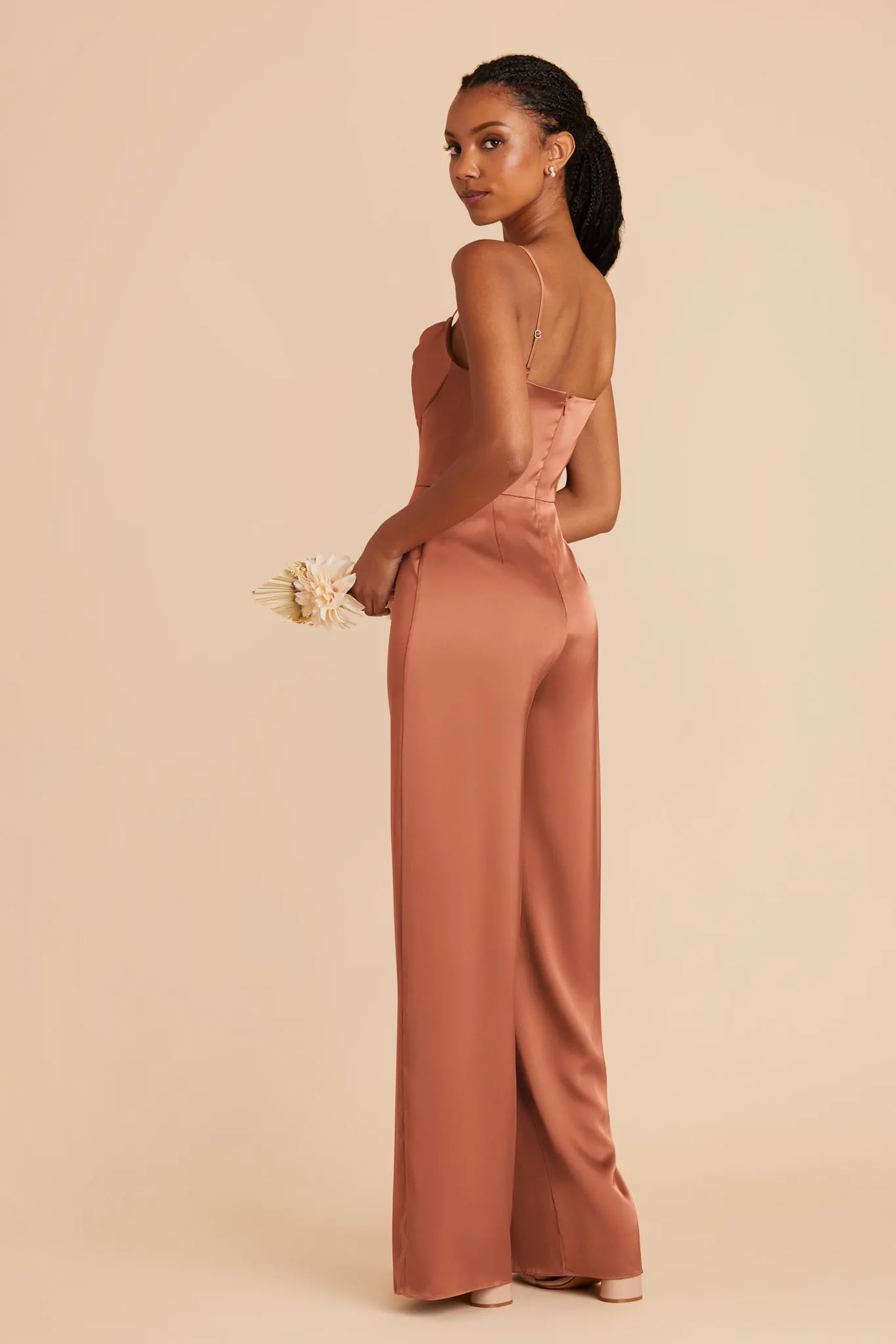 Donna Matte Satin Bridesmaid Jumpsuit - Terracotta sold by Birdy Grey product image thumbnail 4