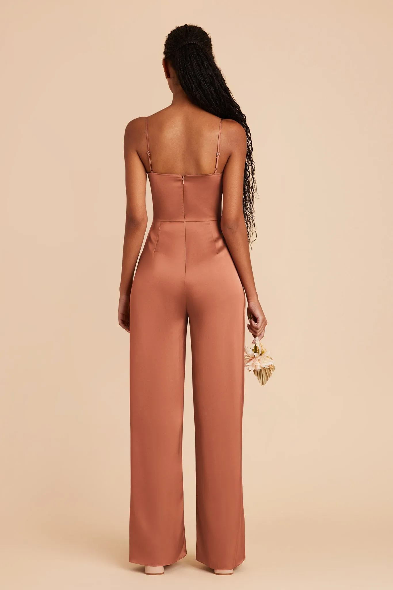 Donna Matte Satin Bridesmaid Jumpsuit - Terracotta sold by Birdy Grey product image thumbnail 5