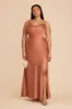 Lisa Long Matte Satin Dress - Terracotta sold by Birdy Grey