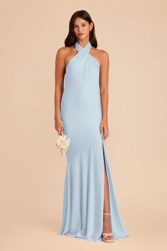 Stephanie Matte Satin Dress - Mist Blue sold by Birdy Grey