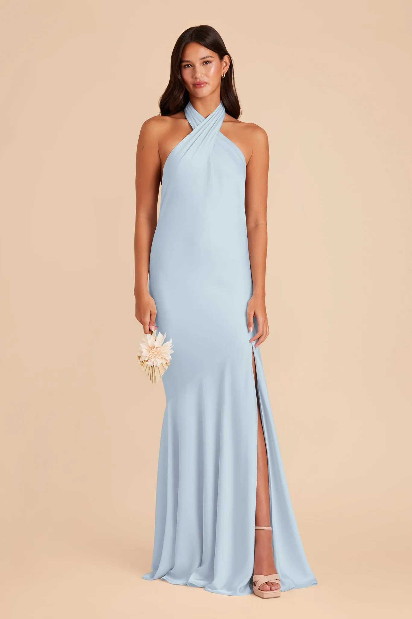 Stephanie Matte Satin Dress - Mist Blue sold by Birdy Grey