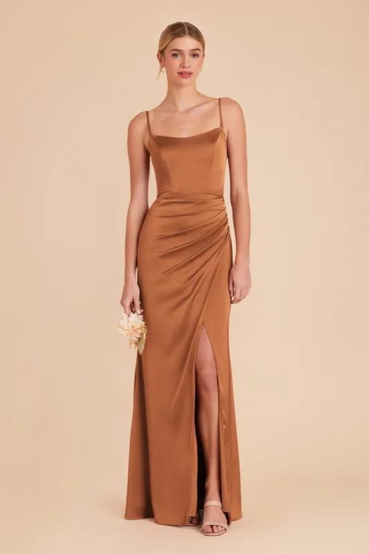 Anne Matte Satin Dress - Rust sold by Birdy Grey