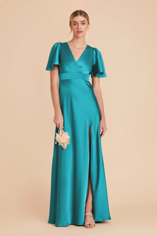 Marni Matte Satin Dress - Teal sold by Birdy Grey