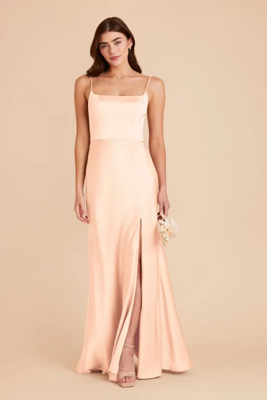 Mai Matte Satin Dress - Peach Cream sold by Birdy Grey