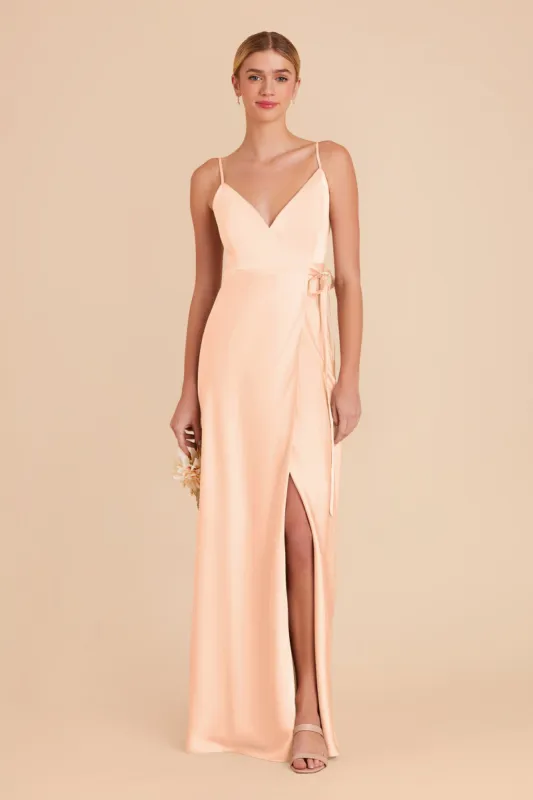 Cindy Matte Satin Dress - Peach Cream sold by Birdy Grey