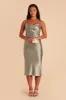 Lisa Shiny Satin Midi Dress - Moss Green sold by Birdy Grey