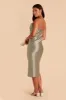 Lisa Shiny Satin Midi Dress - Moss Green sold by Birdy Grey