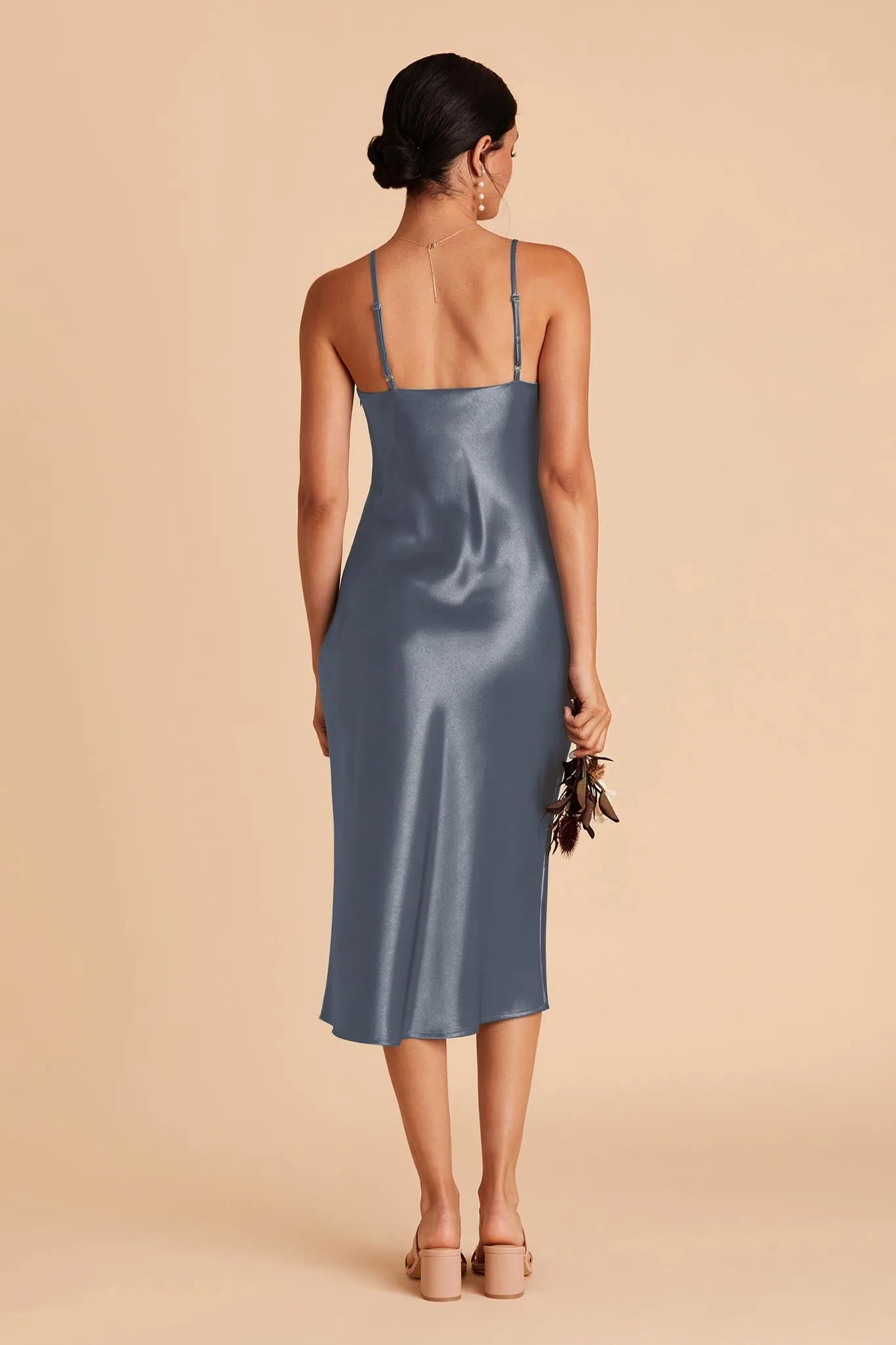Lisa Shiny Satin Midi Dress - French Blue sold by Birdy Grey product image thumbnail 4
