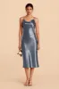 Lisa Shiny Satin Midi Dress - French Blue sold by Birdy Grey