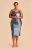 Lisa Shiny Satin Midi Dress - French Blue sold by Birdy Grey