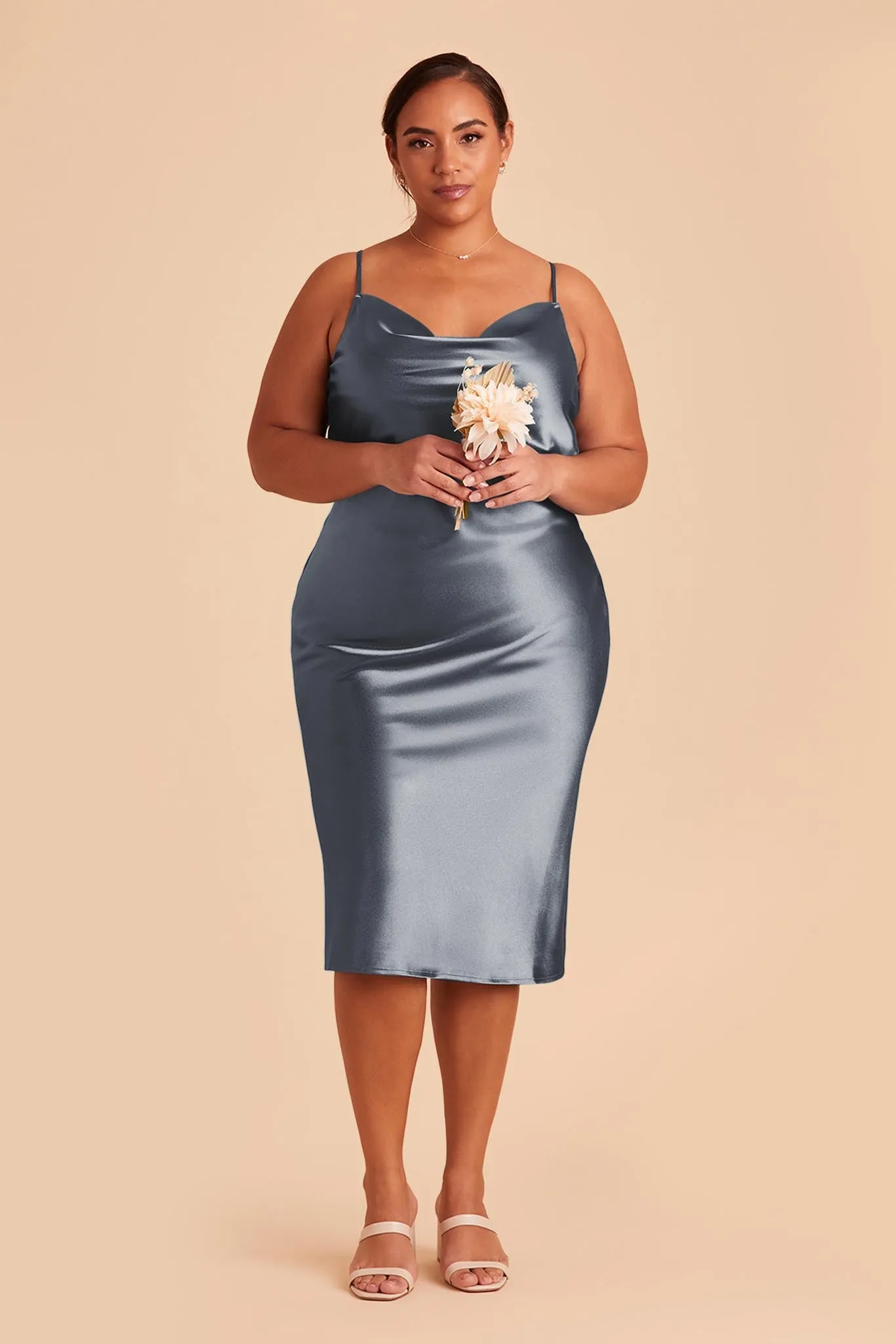 Lisa Shiny Satin Midi Dress - French Blue sold by Birdy Grey product image thumbnail 2