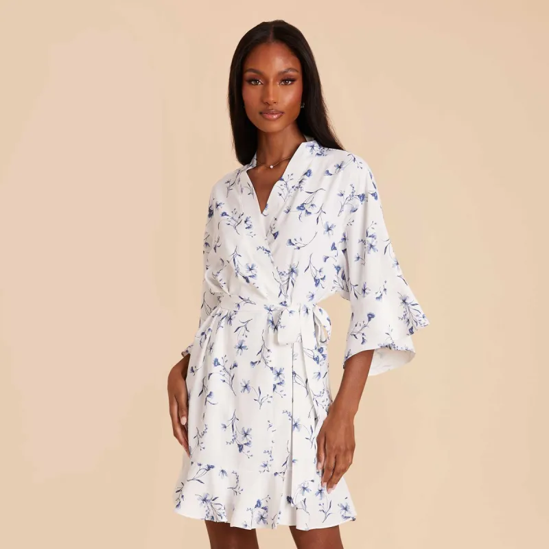 Kenny Floral Ruffle Robe - Blue Le Fleur sold by Birdy Grey