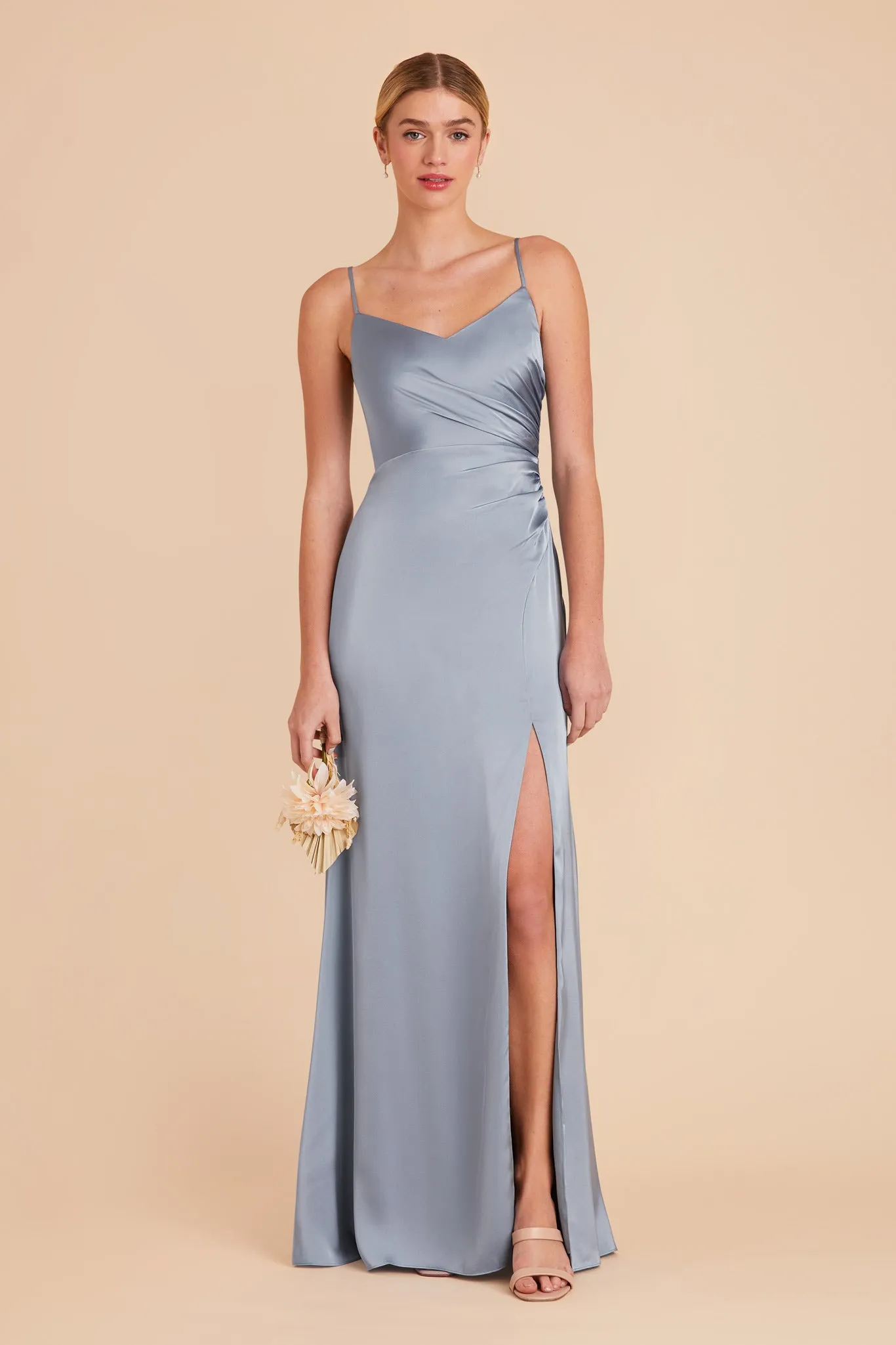 Catherine Matte Satin Dress - Dusty Blue sold by Birdy Grey product image thumbnail 3