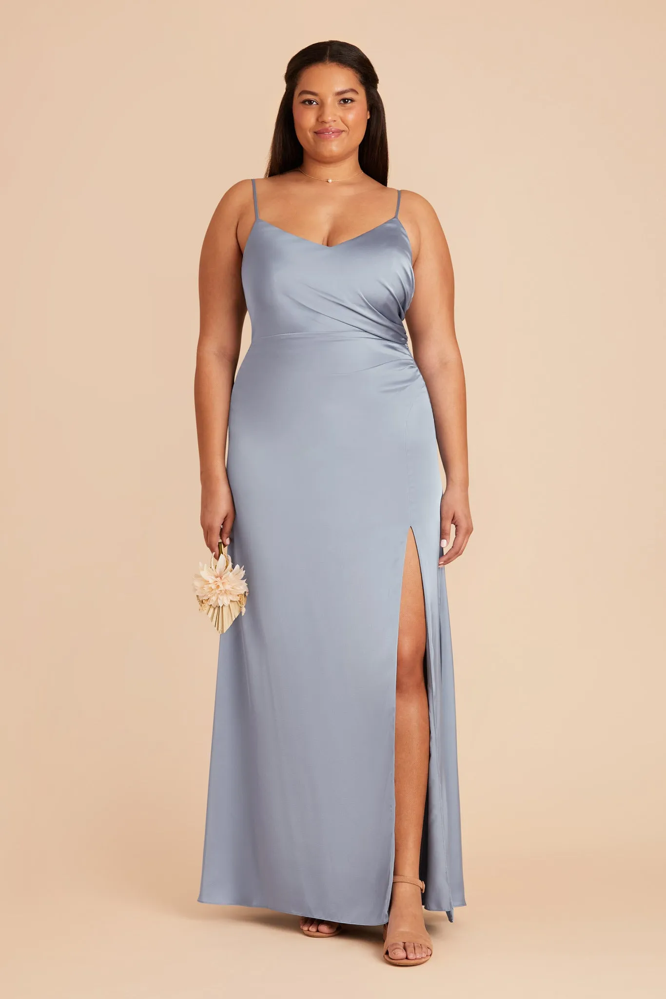 Catherine Matte Satin Dress - Dusty Blue sold by Birdy Grey product image thumbnail 2