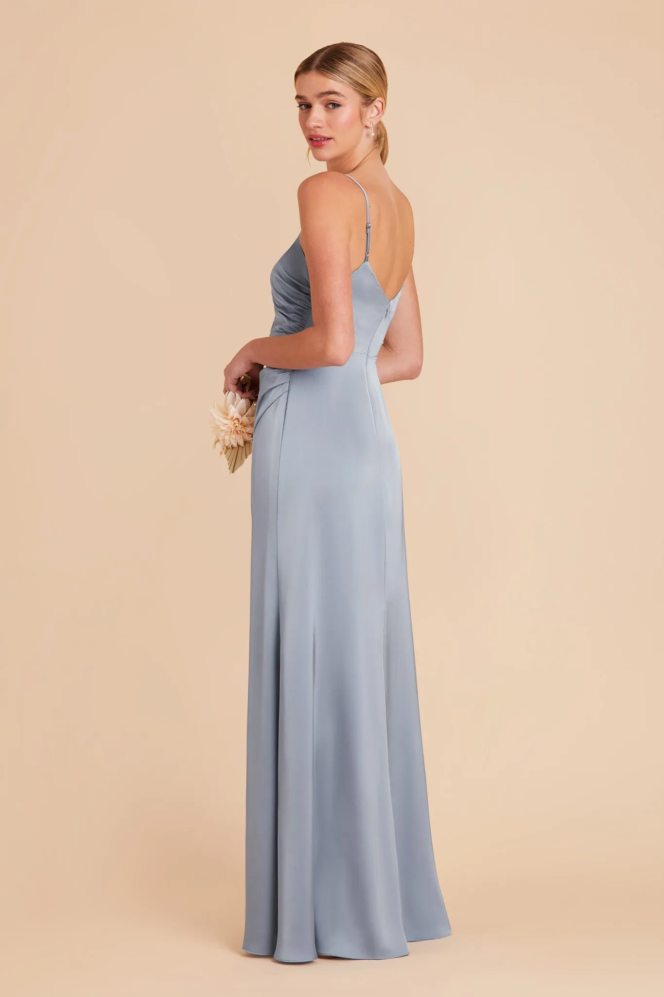 Catherine Matte Satin Dress - Dusty Blue sold by Birdy Grey product image thumbnail 5