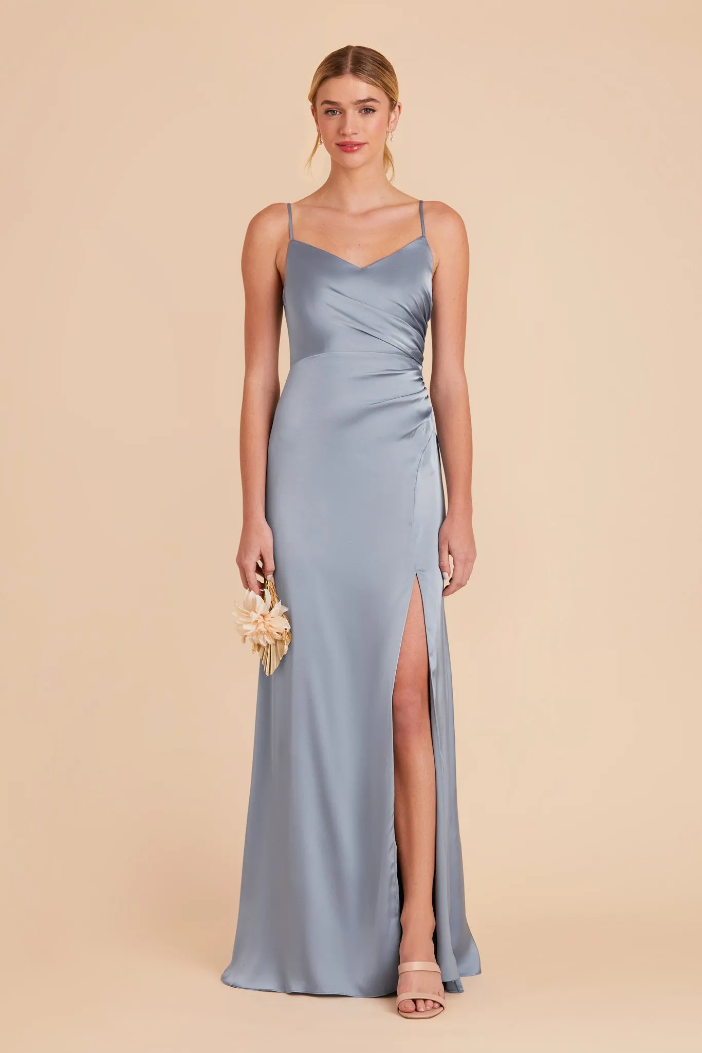 Catherine Matte Satin Dress - Dusty Blue sold by Birdy Grey