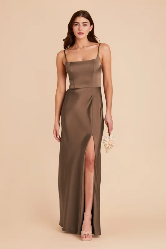 Mai Matte Satin Dress - Mocha sold by Birdy Grey