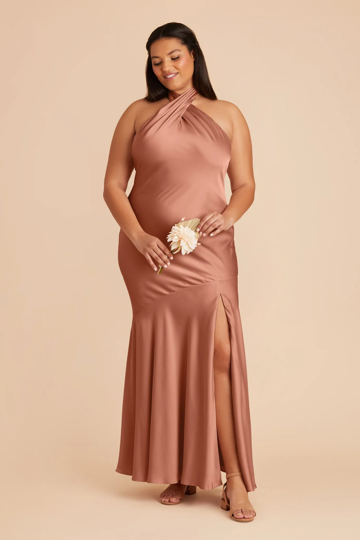 Stephanie Matte Satin Dress - Desert Rose sold by Birdy Grey