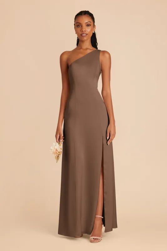 Kira Matte Satin Dress - Mocha sold by Birdy Grey
