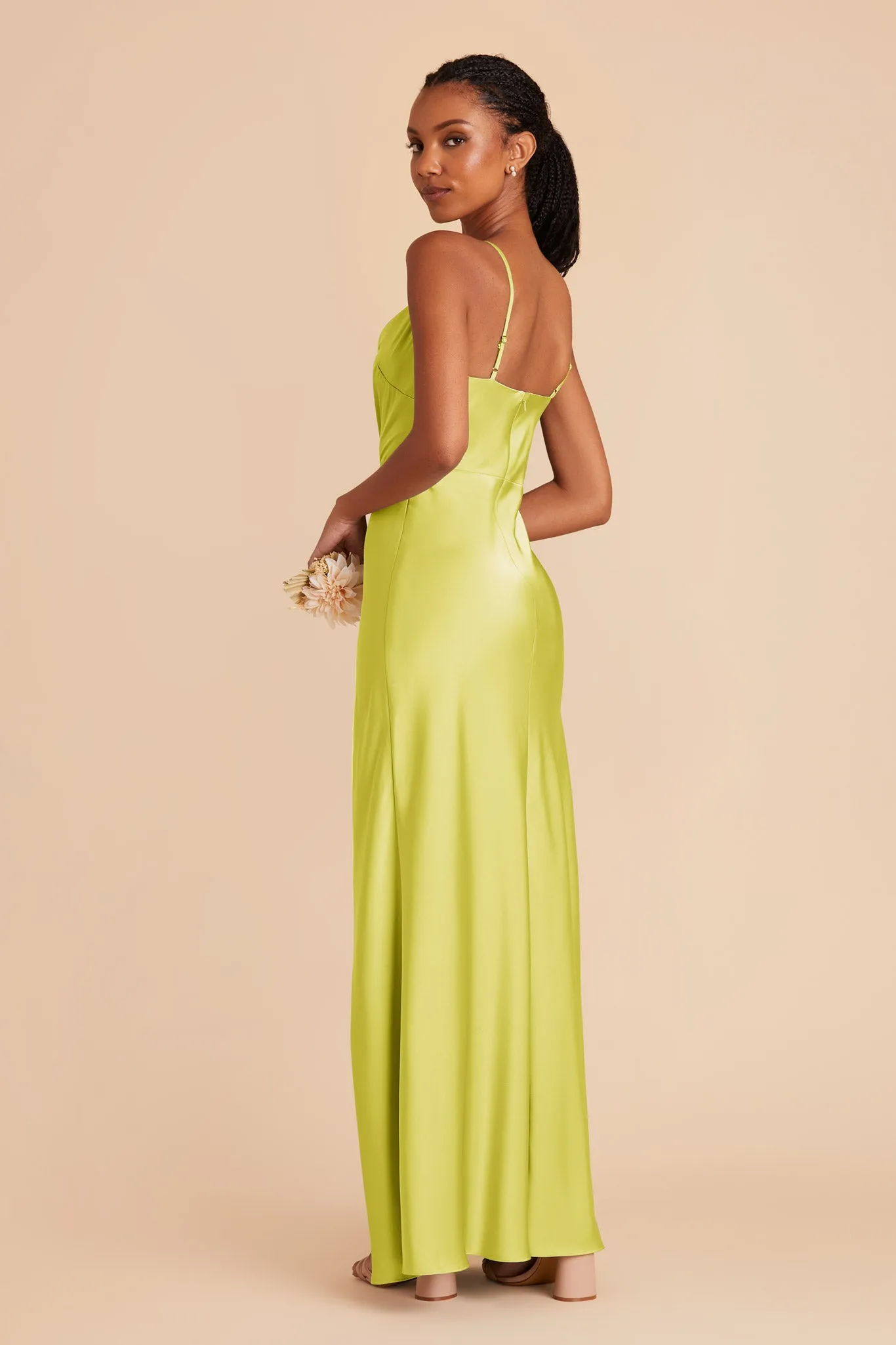 Lisa Long Matte Satin Dress - Chartreuse sold by Birdy Grey product image thumbnail 4