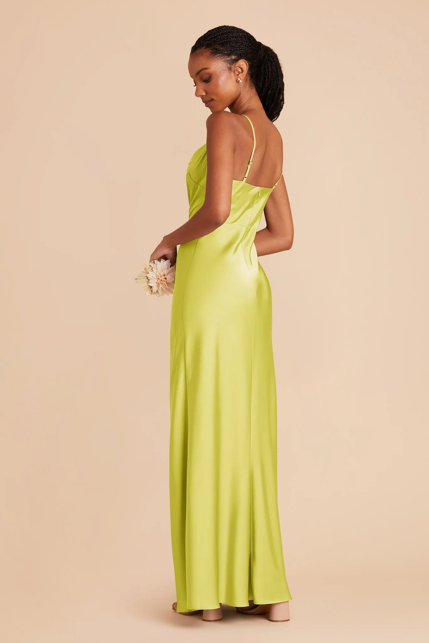 Lisa Long Matte Satin Dress - Chartreuse sold by Birdy Grey product image thumbnail 5