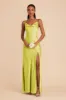 Lisa Long Matte Satin Dress - Chartreuse sold by Birdy Grey