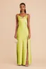 Lisa Long Matte Satin Dress - Chartreuse sold by Birdy Grey