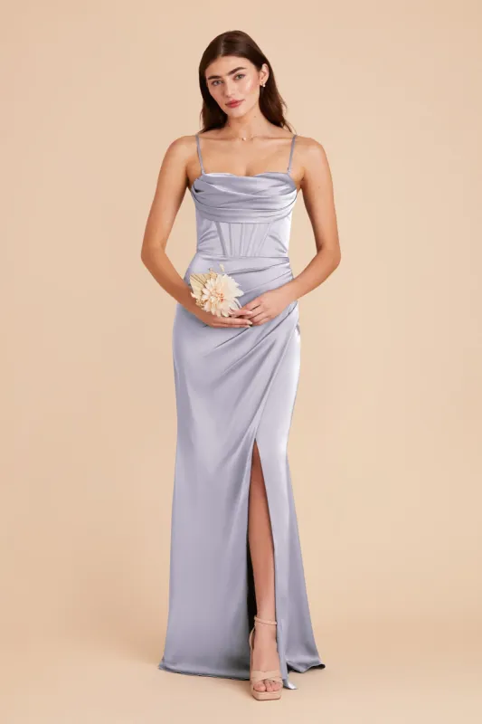 Carrie Matte Satin Dress - Periwinkle Blue sold by Birdy Grey