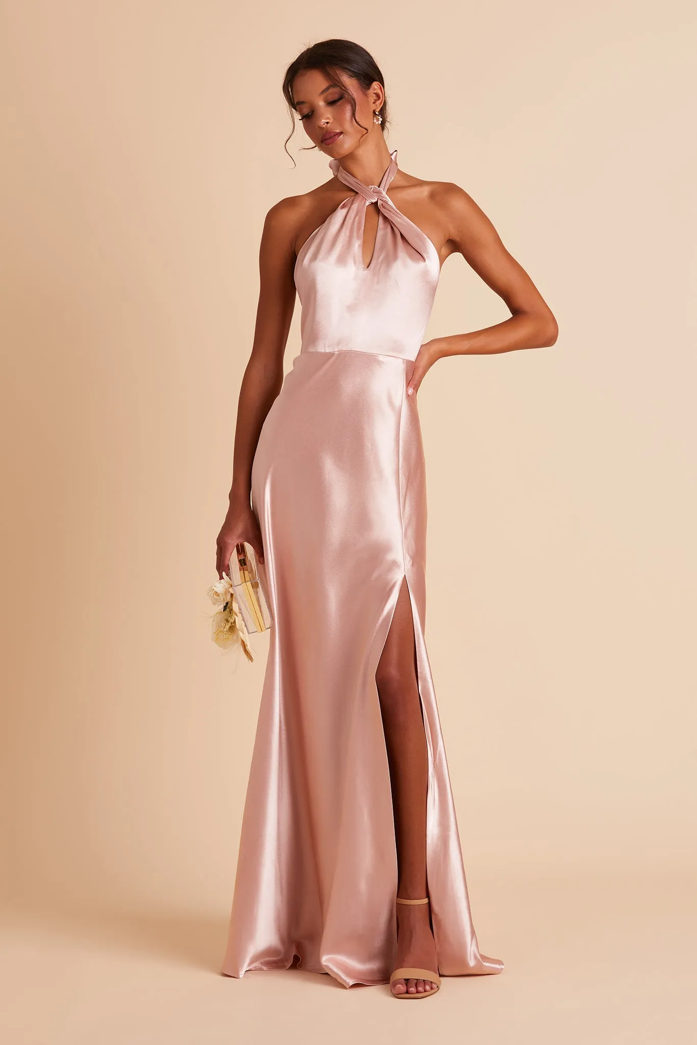 Monica Shiny Satin Dress - Rose Gold sold by Birdy Grey product image thumbnail 4