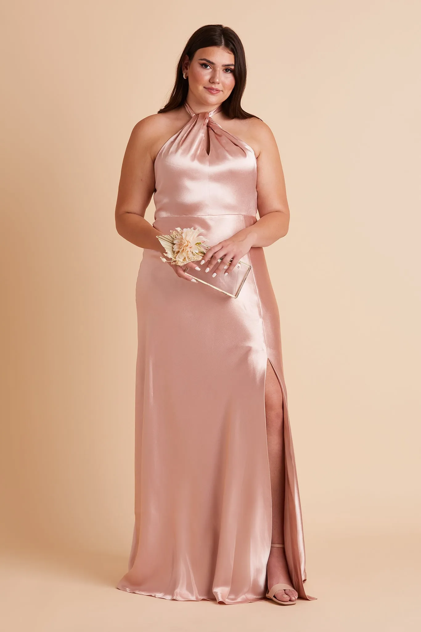 Monica Shiny Satin Dress - Rose Gold sold by Birdy Grey product image thumbnail 2