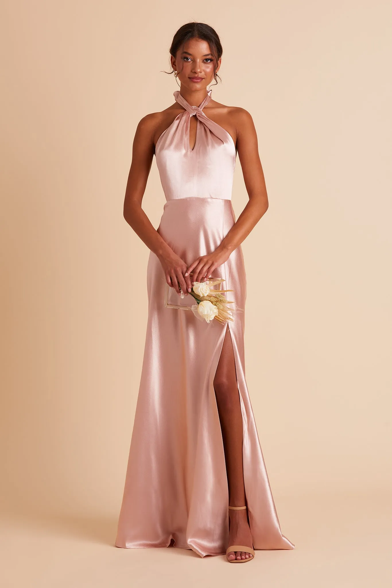 Monica Shiny Satin Dress - Rose Gold sold by Birdy Grey product image thumbnail 5
