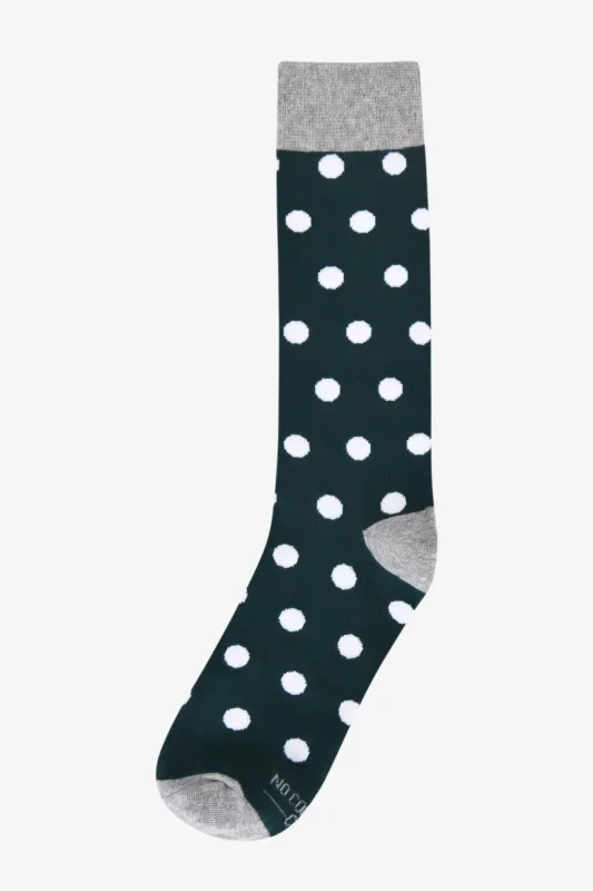 Polka Dot Groomsmen Socks By No Cold Feet - Emerald sold by Birdy Grey
