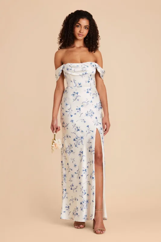 Mia Matte Satin Convertible Dress - Blue Le Fleur sold by Birdy Grey