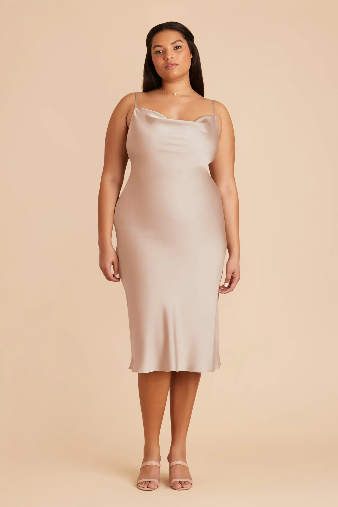 Lisa Matte Satin Midi Dress - Taupe sold by Birdy Grey product image thumbnail 2