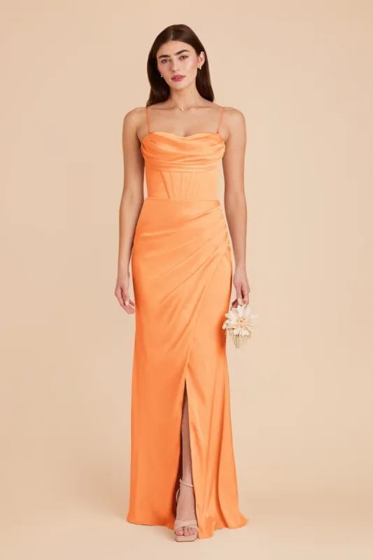 Carrie Matte Satin Dress - Apricot sold by Birdy Grey