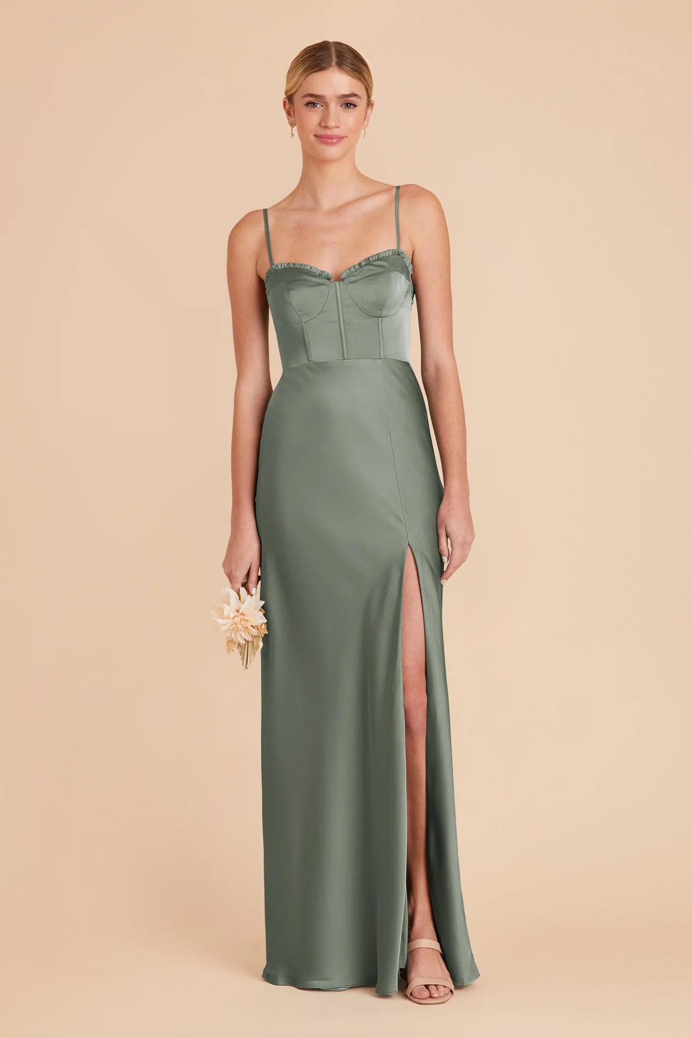 Jessica Matte Satin Dress - Sea Glass sold by Birdy Grey