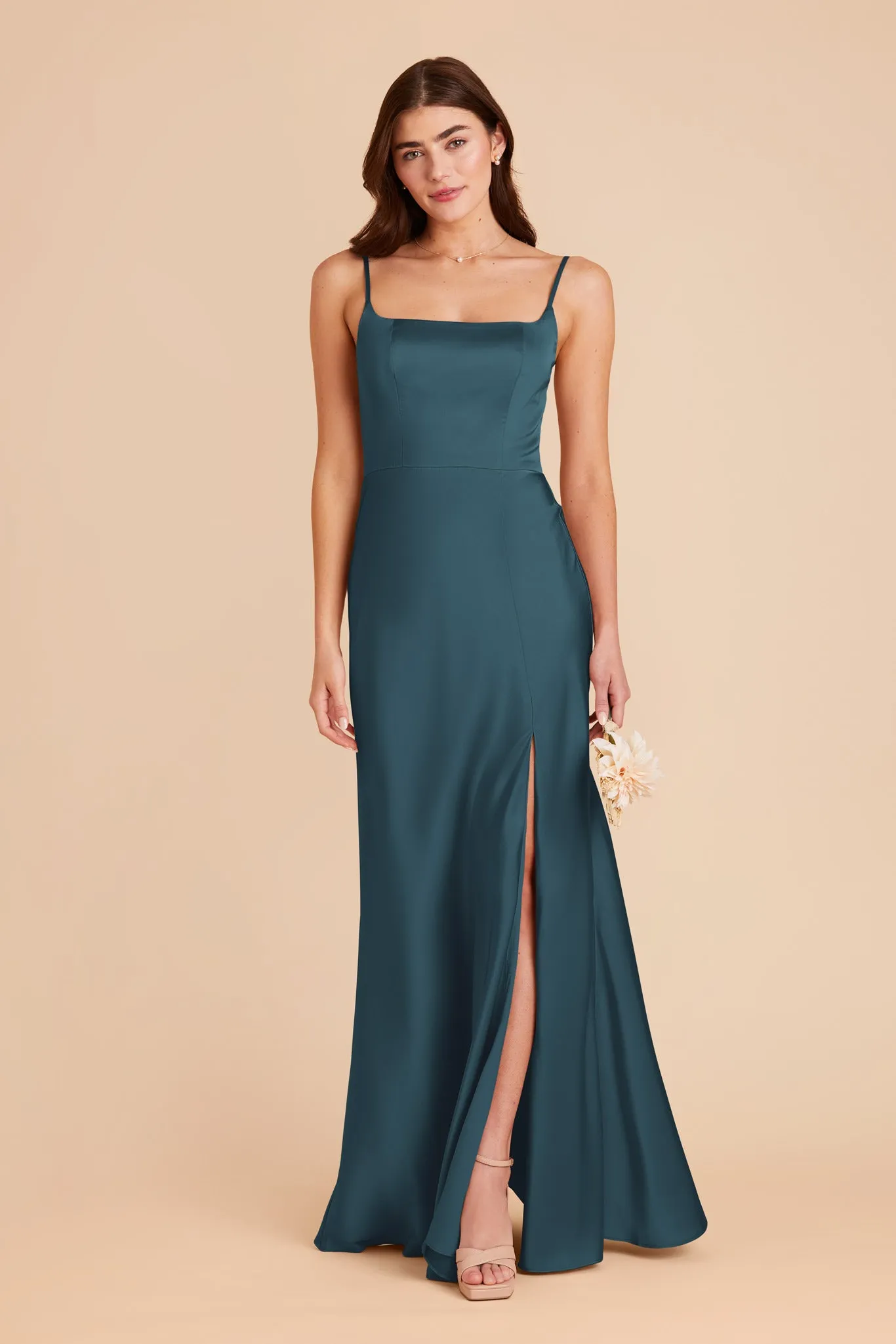 Mai Matte Satin Dress - Dark Teal sold by Birdy Grey