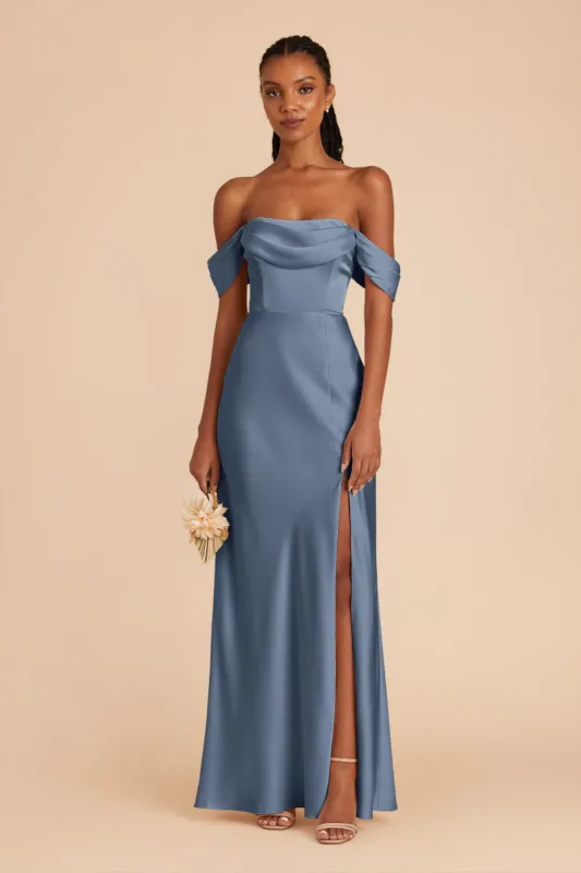 Mia Matte Satin Convertible Dress - French Blue sold by Birdy Grey