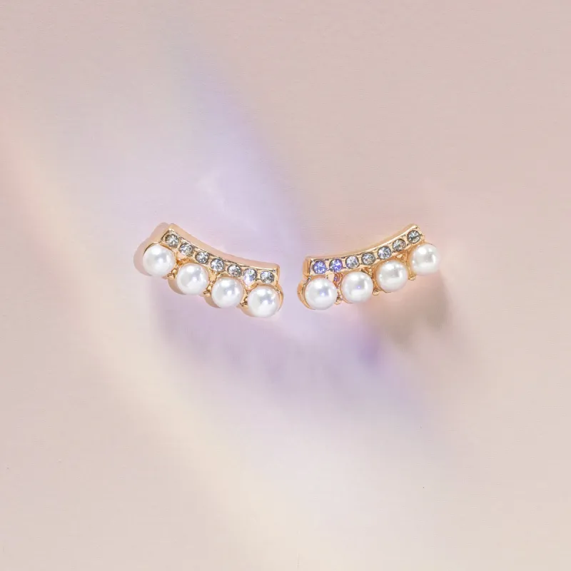 Plano Pearl and Crystal Studs made by Birdy Grey