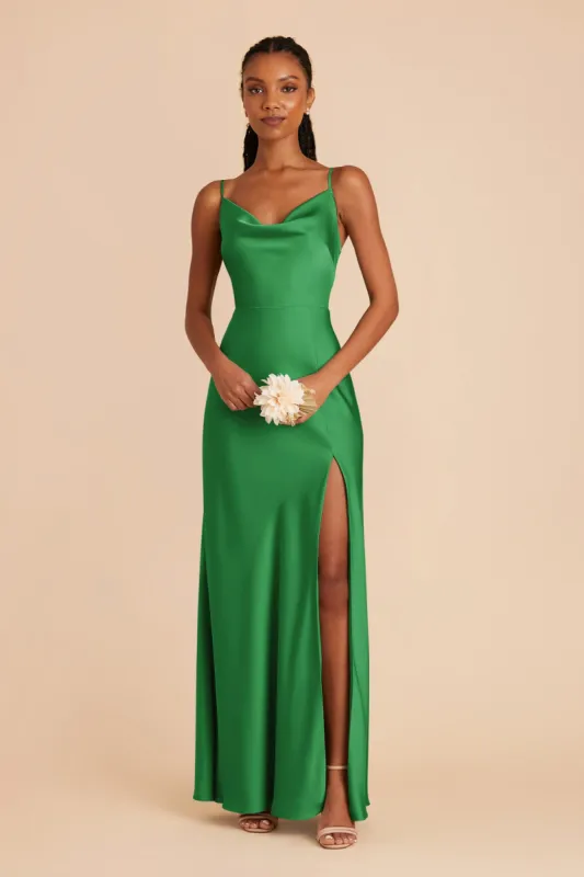Lisa Long Matte Satin Dress - Kelly Green sold by Birdy Grey